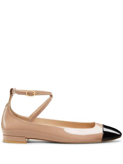 Stuart Weitzman Leather Ballerina Shoes In Neutrals