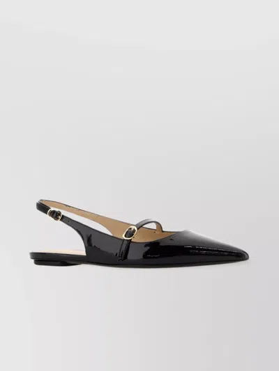 STUART WEITZMAN LEATHER BALLERINAS EMILIA BUCKLE DETAIL FLAT SOLE