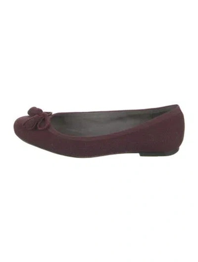 Pre-owned Stuart Weitzman Leather Ballet Flats In Burgundy