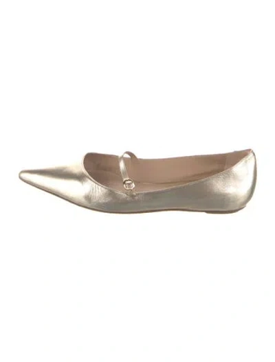 Pre-owned Stuart Weitzman Leather Ballet Flats In Gold/metallic