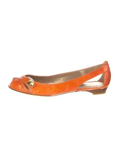 Pre-owned Stuart Weitzman Leather Ballet Flats In Orange