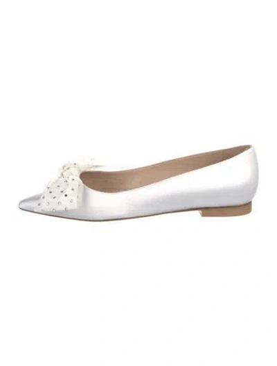 Pre-owned Stuart Weitzman Leather Ballet Flats W/ Tags In Silver
