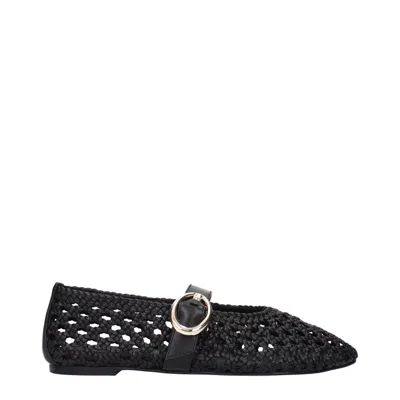 Stuart Weitzman Buckle Detail Flat Sole Round Toe Ballerina Shoes In Black