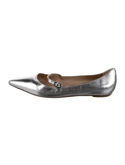 Pre-owned Stuart Weitzman Leather Beaded Accents Mary Jane Flats
