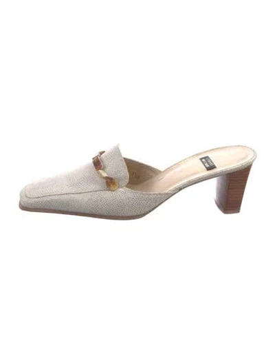 Pre-owned Stuart Weitzman Leather Beaded Accents Slides