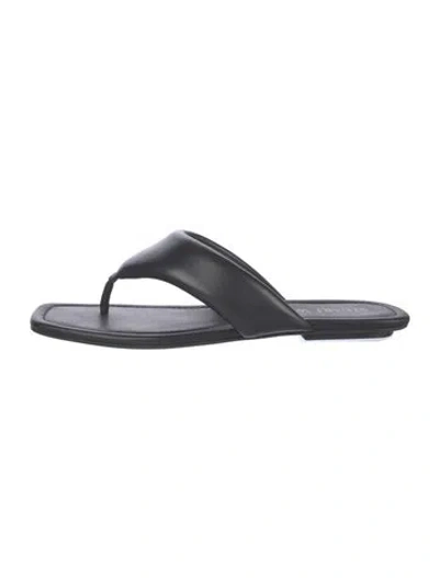 Pre-owned Stuart Weitzman Leather Beaded Accents Slides In Black