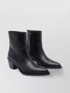 Stuart Weitzman Leather Block Heel Ankle Boots With Pointed Toe