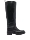 Stuart Weitzman Stylish Knee-high Leather Block Heel Boots In Black