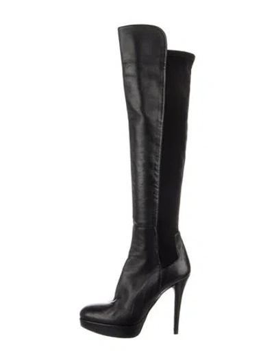 Pre-owned Stuart Weitzman Leather Boots In Black