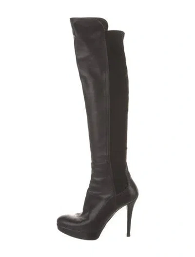 Pre-owned Stuart Weitzman Leather Boots In Black