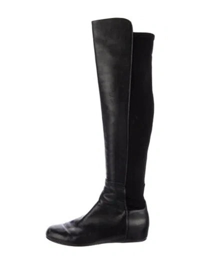 Pre-owned Stuart Weitzman Leather Boots In Black