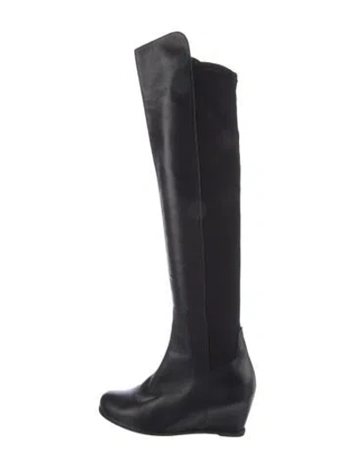Pre-owned Stuart Weitzman Leather Boots In Black