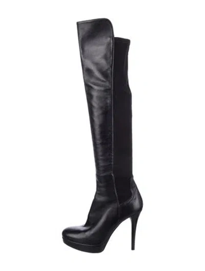 Pre-owned Stuart Weitzman Leather Boots In Black