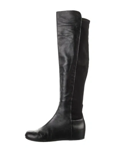 Pre-owned Stuart Weitzman Leather Boots In Black