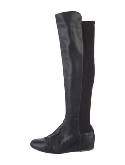 Pre-owned Stuart Weitzman Leather Boots In Black