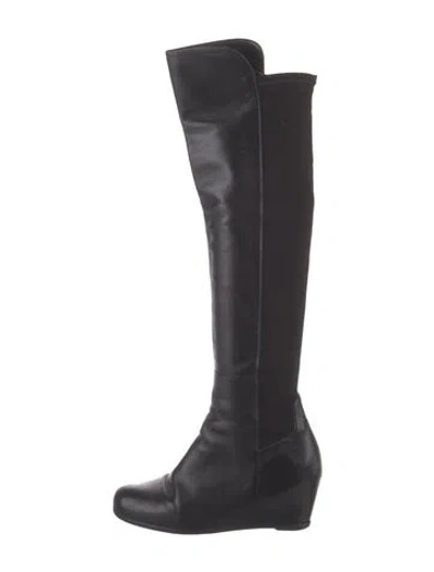 Pre-owned Stuart Weitzman Leather Boots In Black