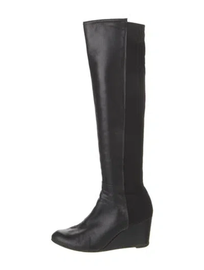Pre-owned Stuart Weitzman Leather Boots In Black