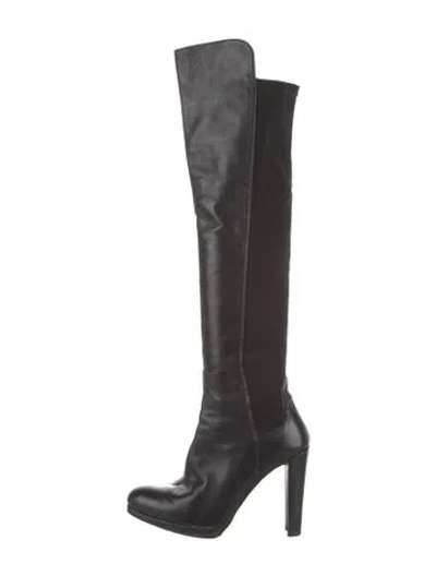 Pre-owned Stuart Weitzman Leather Boots In Black