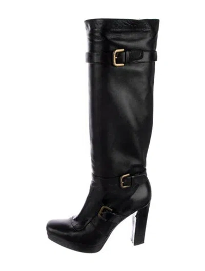 Pre-owned Stuart Weitzman Leather Boots In Black