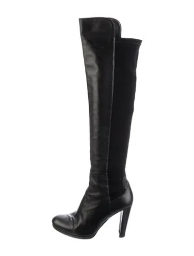 Pre-owned Stuart Weitzman Leather Boots In Black