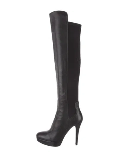 Pre-owned Stuart Weitzman Leather Boots In Black
