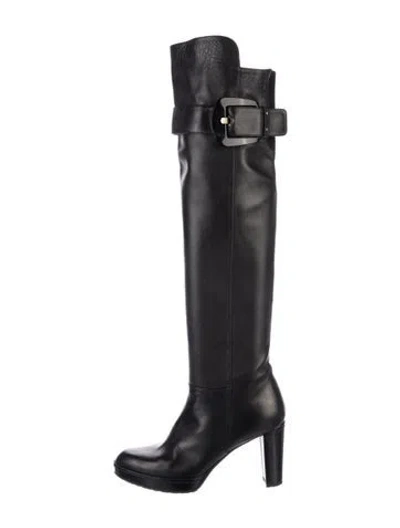 Pre-owned Stuart Weitzman Leather Boots In Black/blue