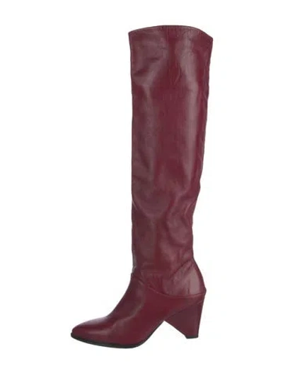 Pre-owned Stuart Weitzman Leather Boots In Burgundy