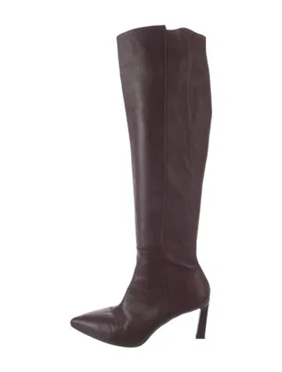 Pre-owned Stuart Weitzman Leather Boots In Burgundy