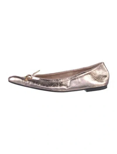 Pre-owned Stuart Weitzman Leather Bow Accents Ballet Flats