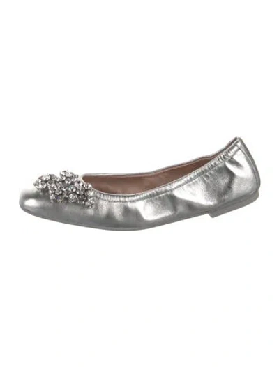 Pre-owned Stuart Weitzman Leather Bow Accents Ballet Flats