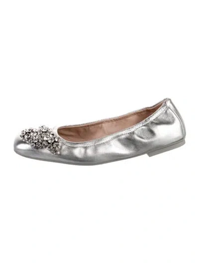 Pre-owned Stuart Weitzman Leather Bow Accents Ballet Flats