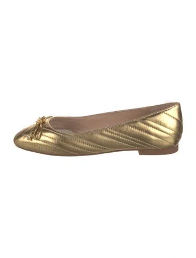 Pre-owned Stuart Weitzman Leather Bow Accents Ballet Flats
