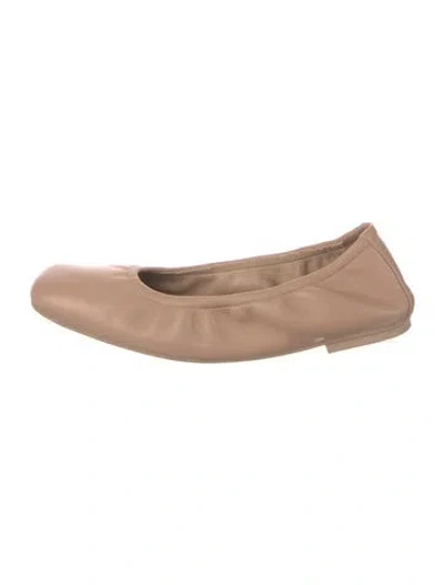 Pre-owned Stuart Weitzman Leather Bow Accents Ballet Flats In Neutral