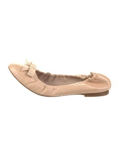 Pre-owned Stuart Weitzman Leather Bow Accents Ballet Flats In Neutral