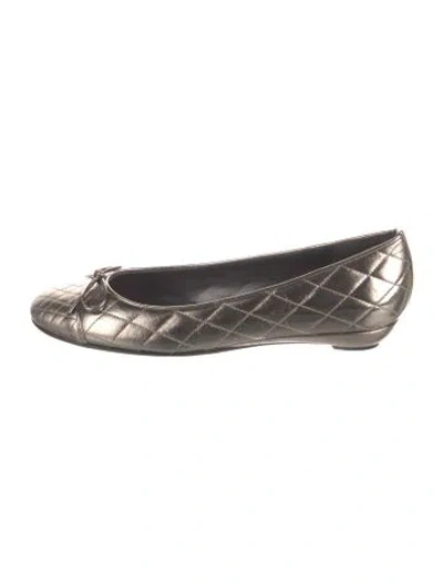 Pre-owned Stuart Weitzman Leather Bow Accents Ballet Flats In Neutral