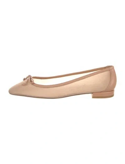 Pre-owned Stuart Weitzman Leather Bow Accents Ballet Flats In Neutral
