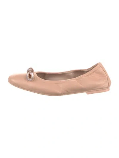 Pre-owned Stuart Weitzman Leather Bow Accents Ballet Flats In Pink