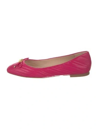 Pre-owned Stuart Weitzman Leather Bow Accents Ballet Flats In Pink