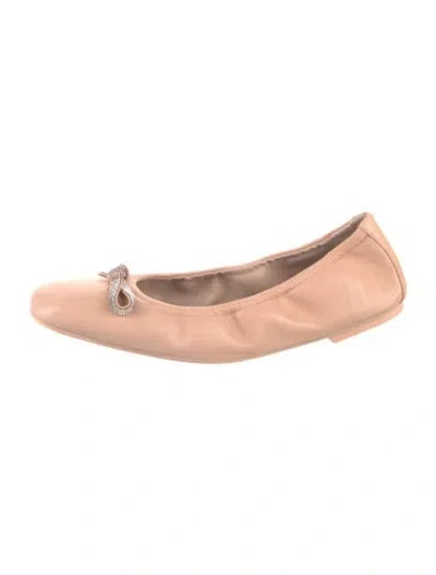 Pre-owned Stuart Weitzman Leather Bow Accents Ballet Flats In Pink