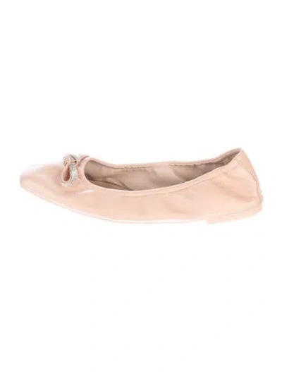 Pre-owned Stuart Weitzman Leather Bow Accents Ballet Flats In Pink