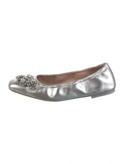 Pre-owned Stuart Weitzman Leather Bow Accents Ballet Flats W/ Tags