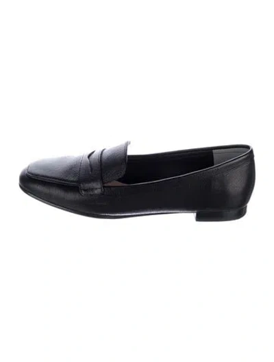 Pre-owned Stuart Weitzman Leather Bow Accents Loafers In Black