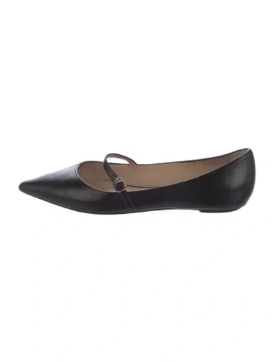 Pre-owned Stuart Weitzman Leather Bow Accents Mary Jane Flats In Black