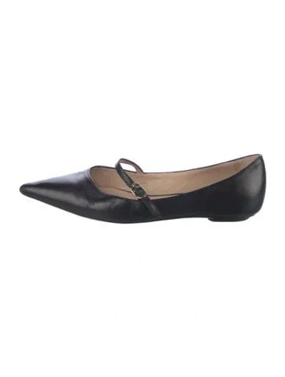 Pre-owned Stuart Weitzman Leather Bow Accents Mary Jane Flats In Blue