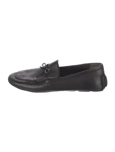 Pre-owned Stuart Weitzman Leather Bow Accents Moccasins In Black