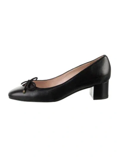 Pre-owned Stuart Weitzman Leather Bow Accents Pumps In Black