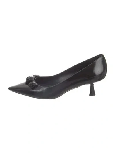 Pre-owned Stuart Weitzman Leather Bow Accents Pumps In Blue