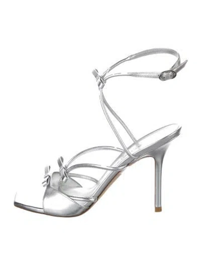 Pre-owned Stuart Weitzman Leather Bow Accents Slingback Sandals
