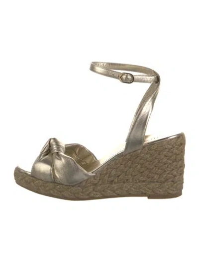 Pre-owned Stuart Weitzman Leather Braided Accents Espadrilles