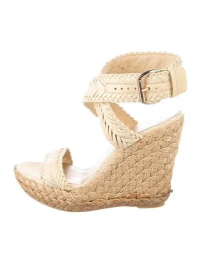 Pre-owned Stuart Weitzman Leather Braided Accents Espadrilles